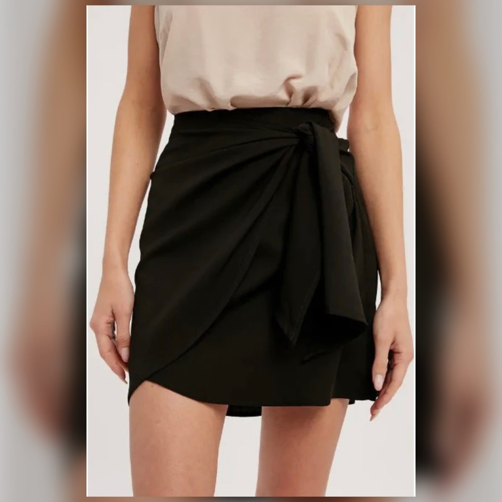 Black Mini Wrap Skirt